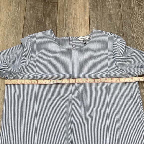 NEW CALVIN KLEIN BLUE WHITE STRIPED BLOUSE TOP WITH BOWS - Picture 4 of 11